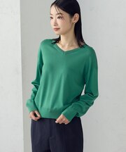 【UVカット・ウォッシャブル】ベーシック 2WAYネックニット