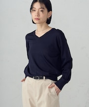 【UVカット・ウォッシャブル】ベーシック 2WAYネックニット