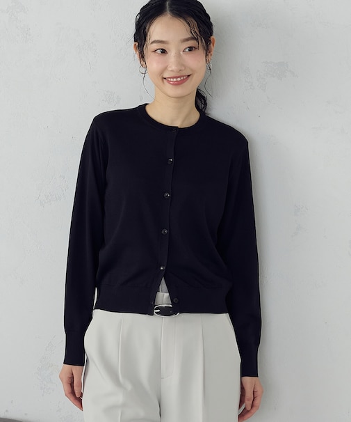 【UVカット・ウォッシャブル】ベーシック クルーネックカーディガン