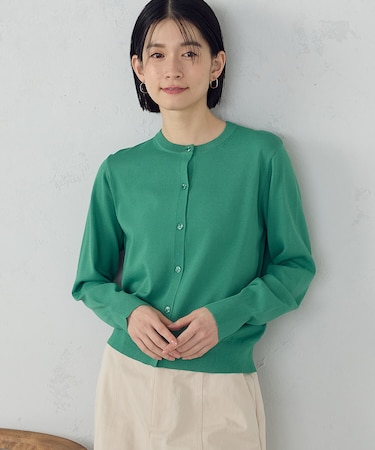 【UVカット・ウォッシャブル】ベーシック クルーネックカーディガン