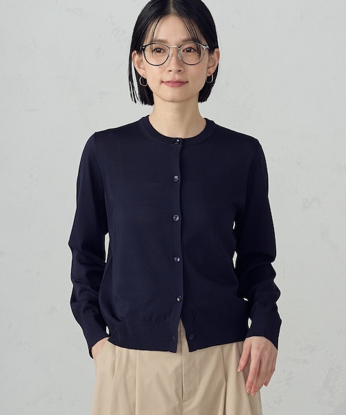 【UVカット・ウォッシャブル】ベーシック クルーネックカーディガン