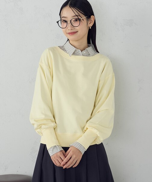 2wayオフショル裏毛カットソー