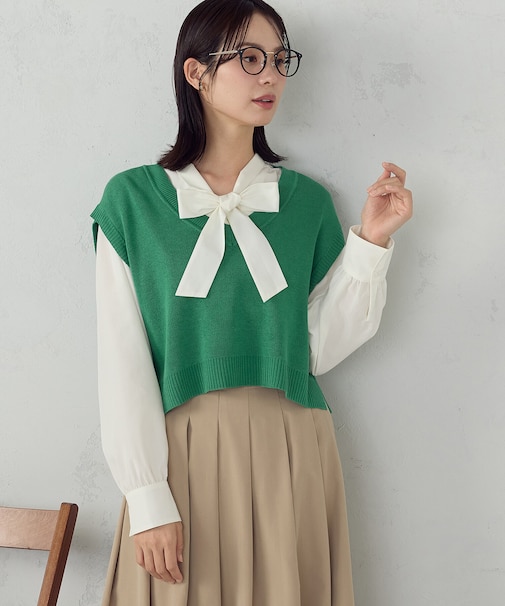 Vネックニットベスト
