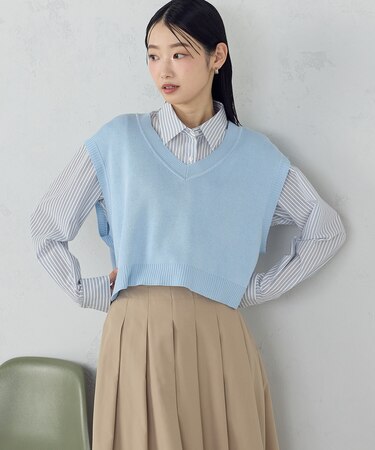 Vネックニットベスト