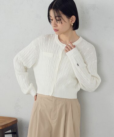 【宮城舞さん着用】ケーブルクルーネックカーディガン