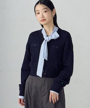 【宮城舞さん着用】ケーブルクルーネックカーディガン