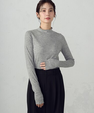 【宮城舞さん着用】シアー テレコ ハイネックカットソー