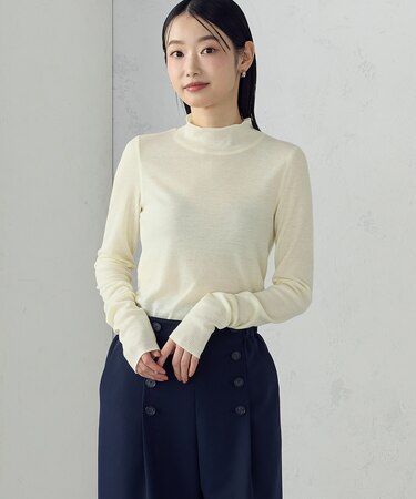 【宮城舞さん着用】シアー テレコ ハイネックカットソー