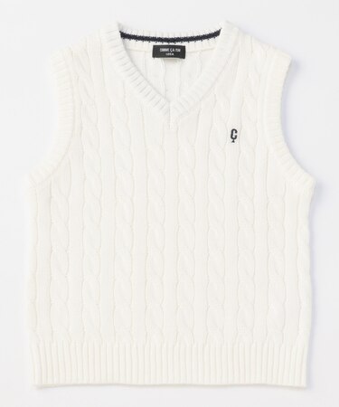 ケーブル編み ニットベスト