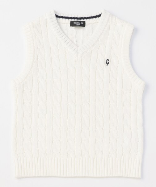 ケーブル編み ニットベスト
