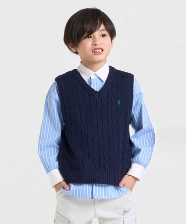 ケーブル編み ニットベスト