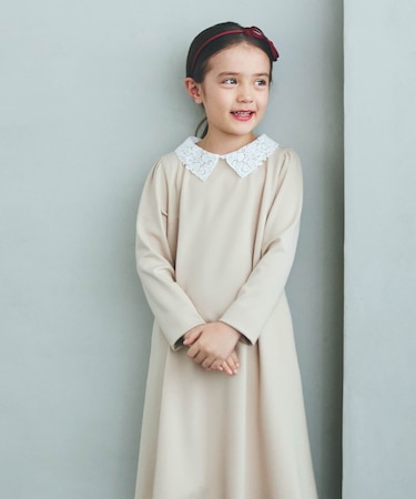 レース襟付きワンピース(100-130cm)