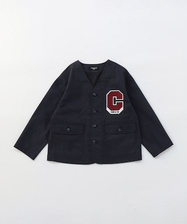 ワッペン付き ノーカラージャケット