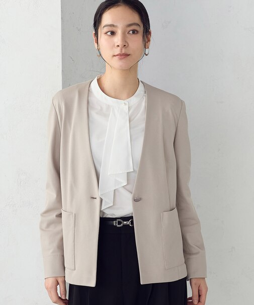 鹿の子シングル ブレストカラーレスジャケット