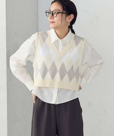 アーガイルＶネックベスト