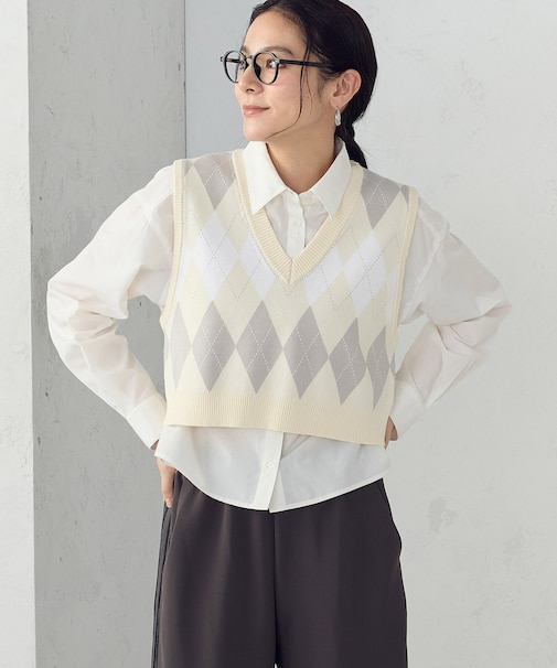 アーガイルＶネックベスト