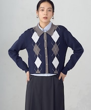 アーガイル襟付きカーディガン