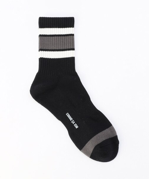 裏パイル ラインボーダー柄 ソックス