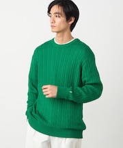 ケーブル柄 クルーネックプルオーバー