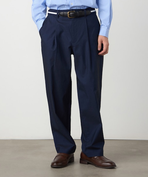 【スマートベーシックパンツ】ハイテンションツイル ワイドテーパードパンツ