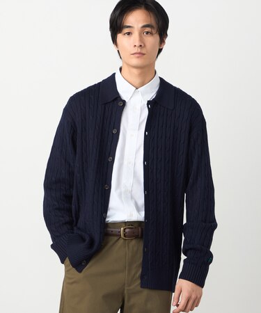 ケーブル柄 カーディガン