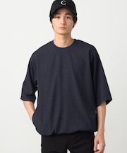 デニムライクストレッチ ５分袖プルオーバー