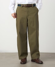 コットンストレッチツイル ノータックワイドテーパードパンツ