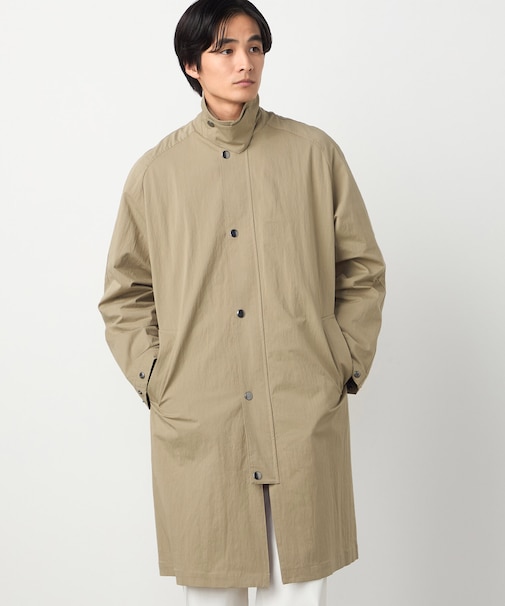 綿ナイロンストレッチ ステンカラーコート