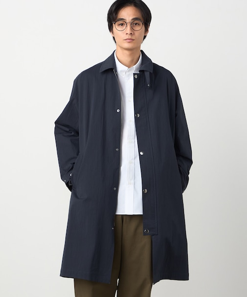 綿ナイロンストレッチ ステンカラーコート