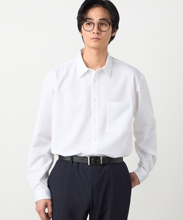 ウールライクストレッチツイル ショートポイントカラーシャツ