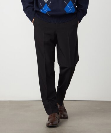 【セットアップ対応】ポリエステル レーヨン ストレッチツイル テーパードスラックス