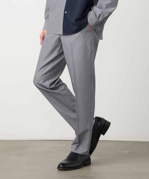 【セットアップ対応】ポリエステル レーヨン ストレッチツイル テーパードスラックス