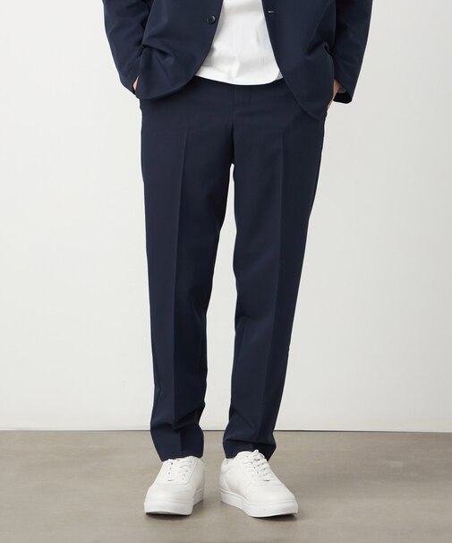 【セットアップ対応】ポリエステル レーヨン ストレッチツイル テーパードスラックス