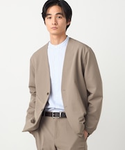 【セットアップ対応】ウールライク  ノーカラージャケット