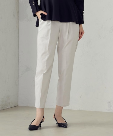 【美しいベーシックパンツ】ストレッチツイル テーパードパンツ