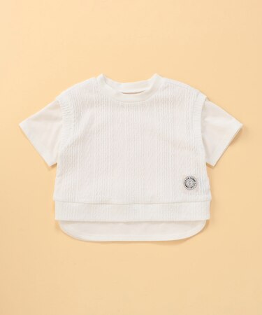 ケーブルジャカード フェイクレイヤード 半袖Tシャツ (ベビーサイズ)