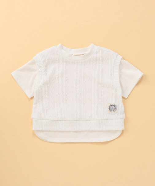 ケーブルジャカード フェイクレイヤード 半袖Tシャツ (ベビーサイズ)