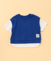 ケーブルジャカード フェイクレイヤード 半袖Tシャツ (ベビーサイズ)