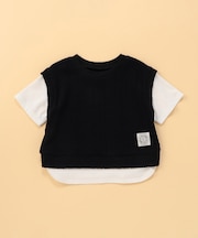 ケーブルジャカード フェイクレイヤード 半袖Tシャツ (ベビーサイズ)