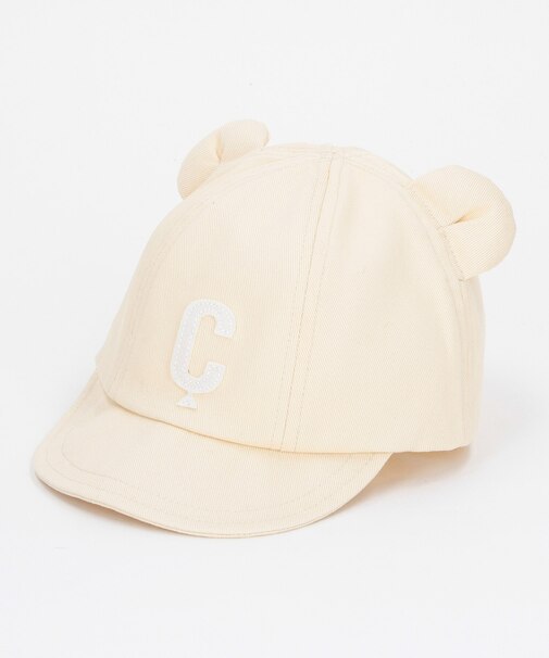 フエルトワッペン付き クマ耳キャップ