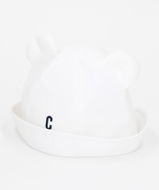 ワンポイント ロゴ刺繍入り 耳付きハット