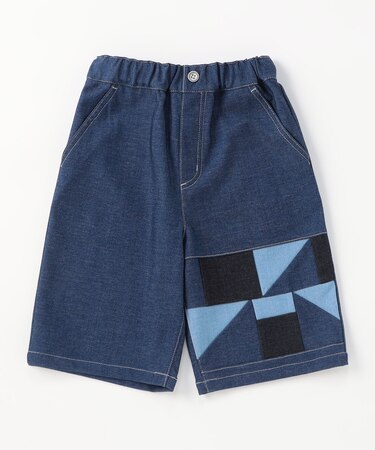 デニムライクストレッチ ハーフパンツ