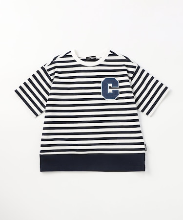デニムワッペン付き ボーダー半袖Tシャツ