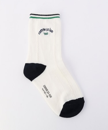 ラウンドロゴ刺繍 クルーソックス