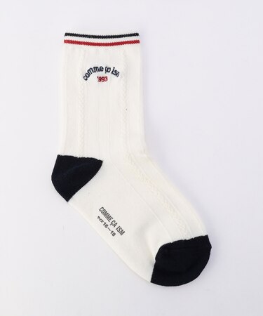 ラウンドロゴ刺繍 クルーソックス