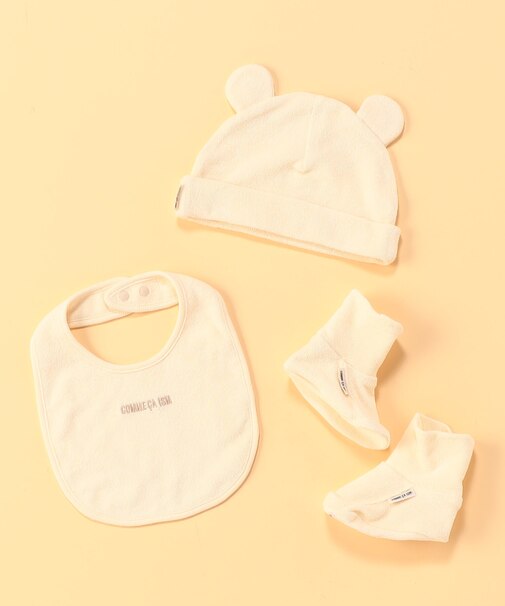 耳付きニットキャップ・スタイ・ブーティー雑貨 3点ギフトセット