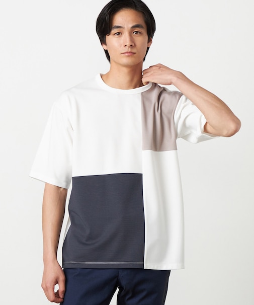 【吸水速乾】フェイクレイヤード ブロッキングTシャツ