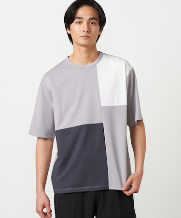 【吸水速乾】フェイクレイヤード ブロッキングTシャツ