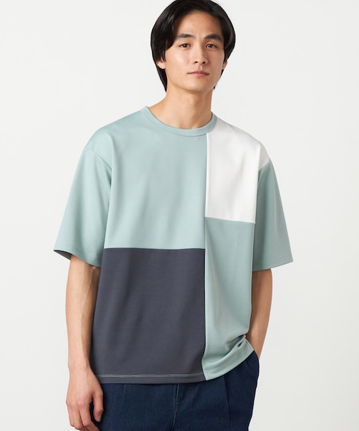 【吸水速乾】フェイクレイヤード ブロッキングTシャツ