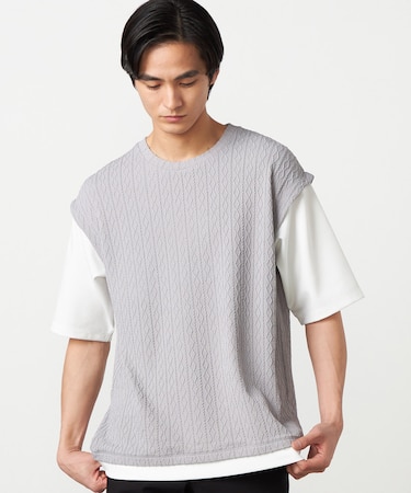 ケーブルレイヤードTシャツ